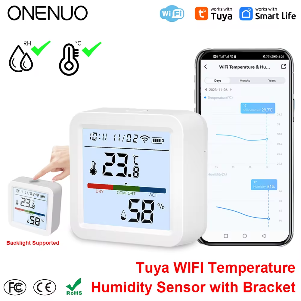 Digital Hygrometer Probe - ONENUO Tuya WIFI 온도 습도 센서